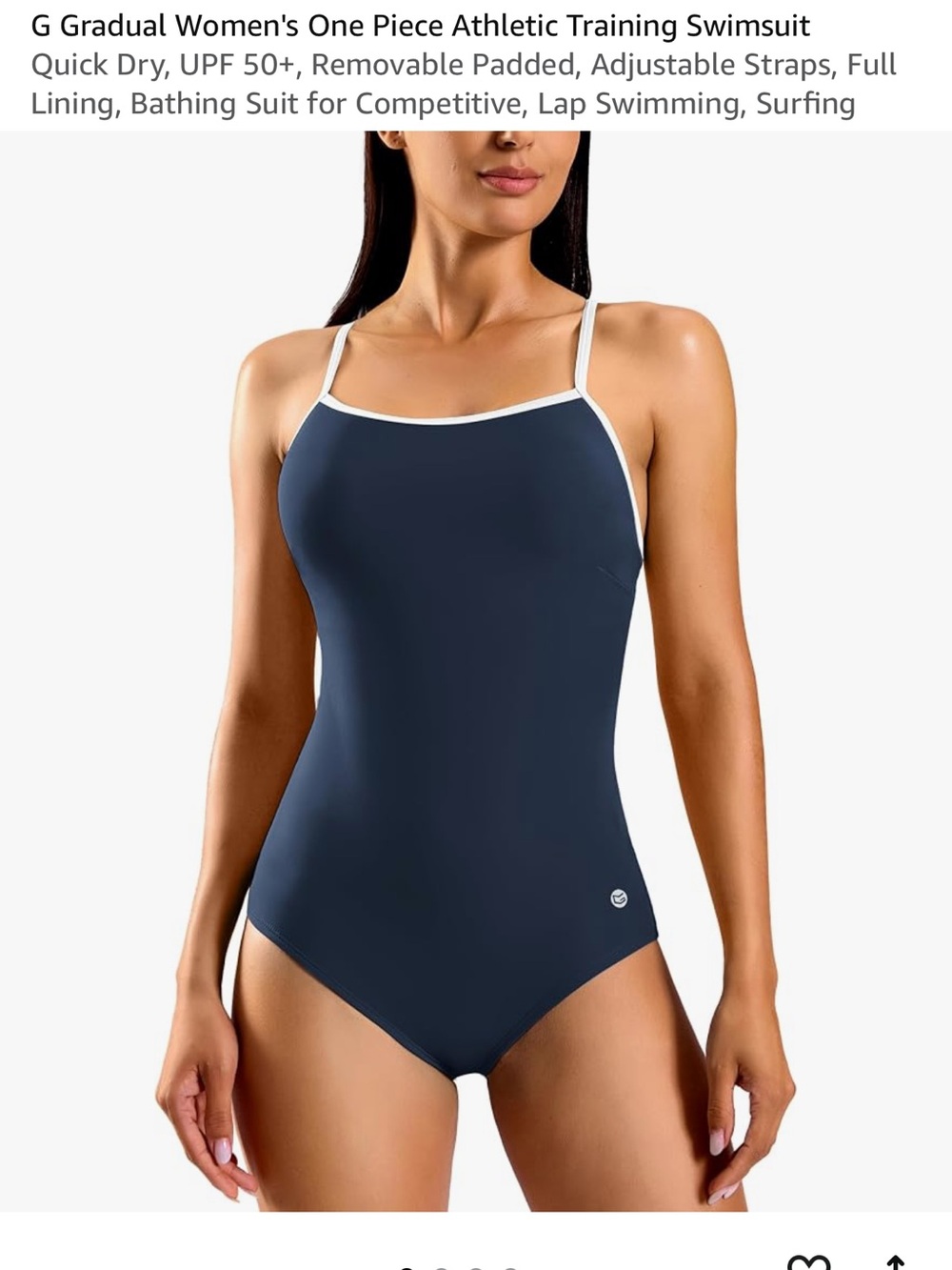Classic Navy One-Piece Swim Suit with White Trim size small
